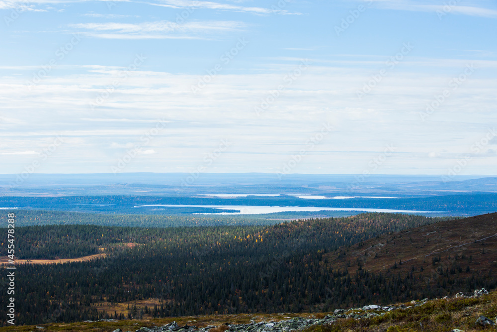 Autumn landscape in Yllas Pallastunturi National Park, Lapland, Finland