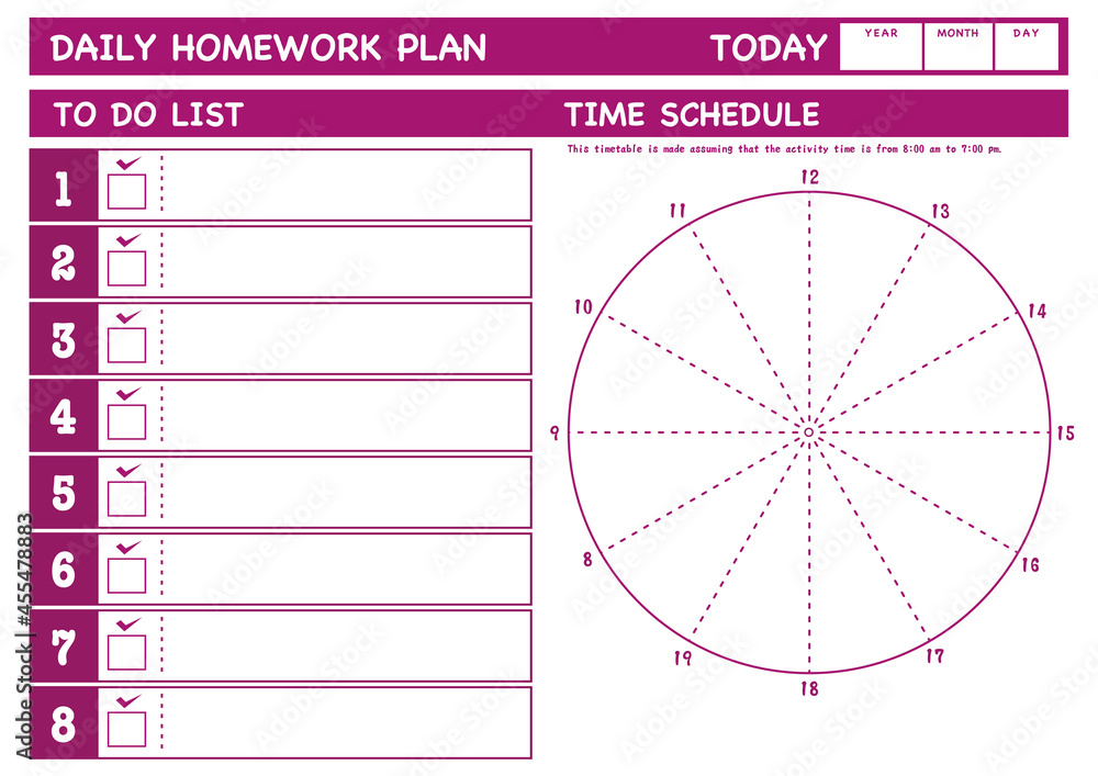 タイムスケジュールとto Do List 予定表 日程 Stock Vector Adobe Stock