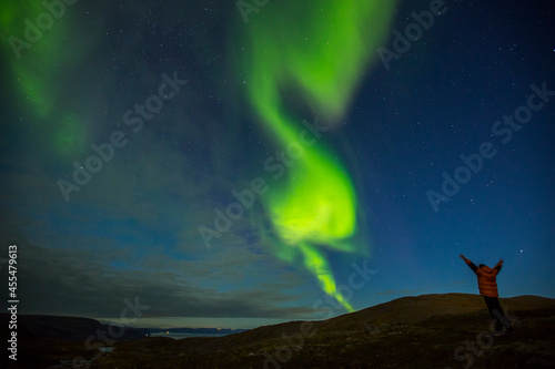 Northern Lights in Nordkapp  Northern Norway. Europe