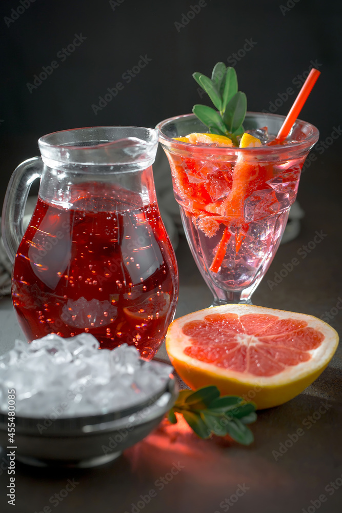 Refreshing summer alcoholic cocktail with crushed ice and citrus fruits Refreshing summer alcoholic cocktail with crushed ice and citrus fruits