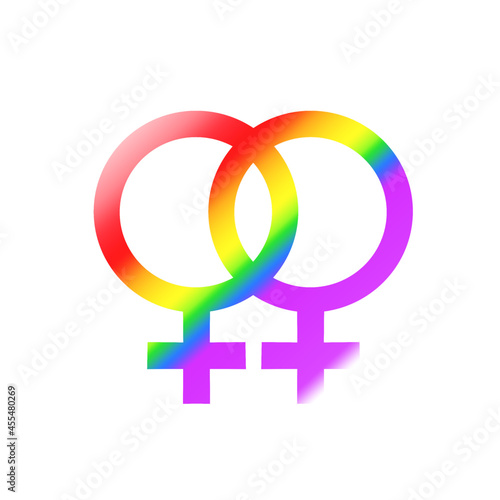 wlw, interlocking symbols with rainbow flag