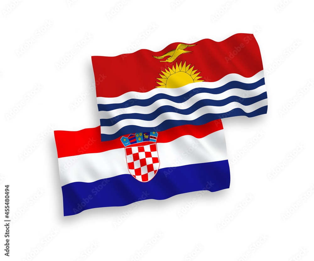 Fototapeta premium Flags of Republic of Kiribati and Croatia on a white background