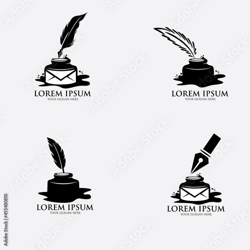 Feather quill logo for Notary, Lawyer, Company Logo Icon Design Vector