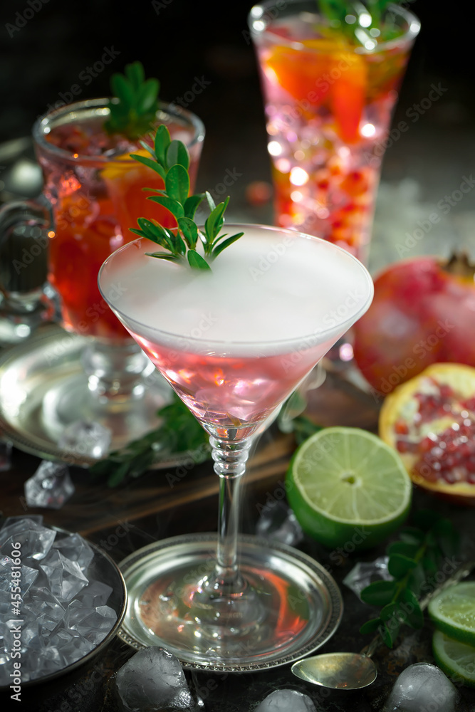 Refreshing summer alcoholic cocktail with crushed ice and citrus fruits Refreshing summer alcoholic cocktail with crushed ice and citrus fruits