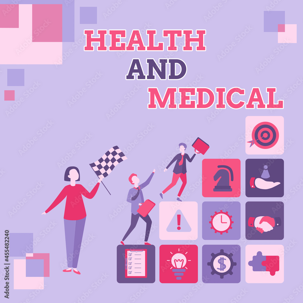 Sign displaying Health And Medical. Word Written on study and ...