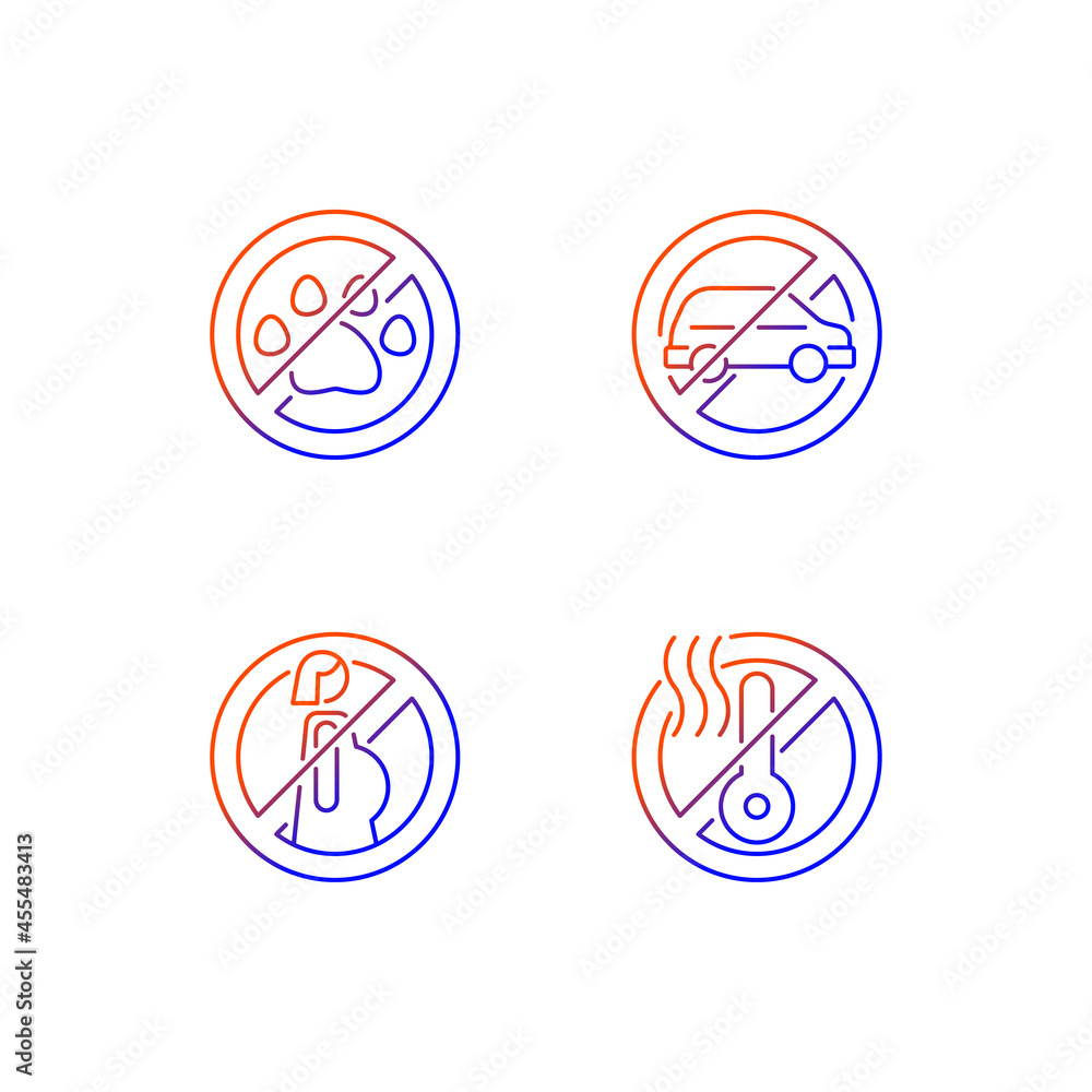 VR glasses gradient linear vector manual label icons set. Thin line contour symbols bundle. Isolated vector outline illustrations collection on black and white for product use instructions VR glasses gradient linear vector manual label icons set. Thin line contour symbols bundle. Isolated vector outline illustrations collection on black and white for product use instructions