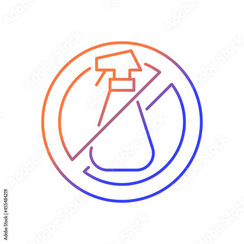 Do not use cleaning agents gradient linear vector manual label icon. VR device hygiene.Thin line color symbol. Modern style pictogram. Vector isolated outline drawing for product use instructions