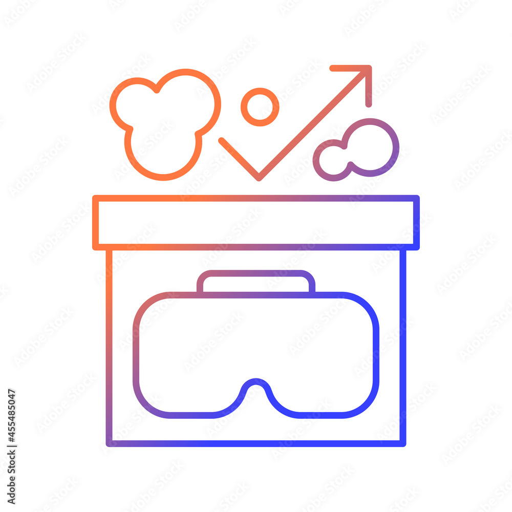Protect from dust gradient linear vector manual label icon. VR headset hygiene. Thin line color symbol. Modern style pictogram. Vector isolated outline drawing for product use instructions Protect from dust gradient linear vector manual label icon. VR headset hygiene. Thin line color symbol. Modern style pictogram. Vector isolated outline drawing for product use instructions