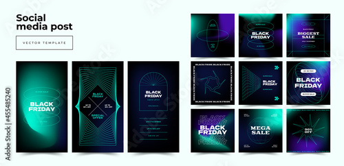 Black Friday abstract promotion web banner for social media mobile apps. Geometrical sale and discount promo backgrounds with abstract pattern.