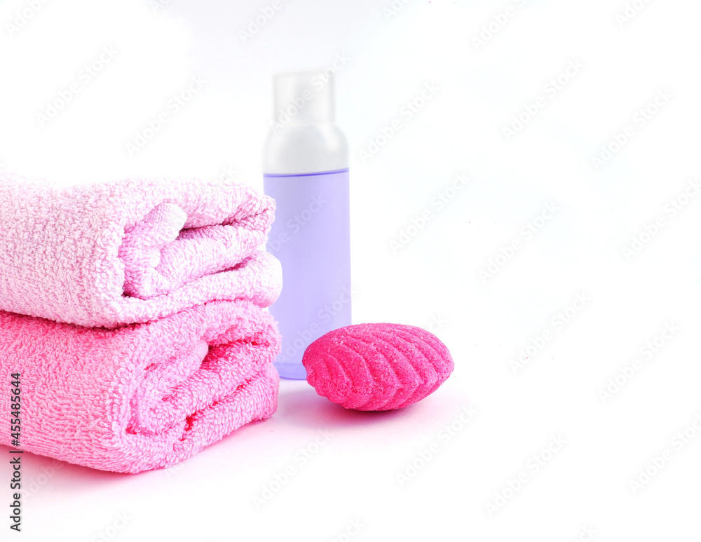 Pink spa set. Place for your text. Flat layout. Pink spa set. Place for your text. Flat layout.