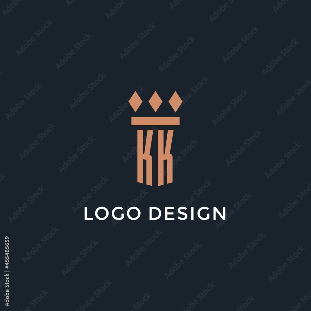 KK logo initial with pillar icon design, luxury monogram style logo for ...