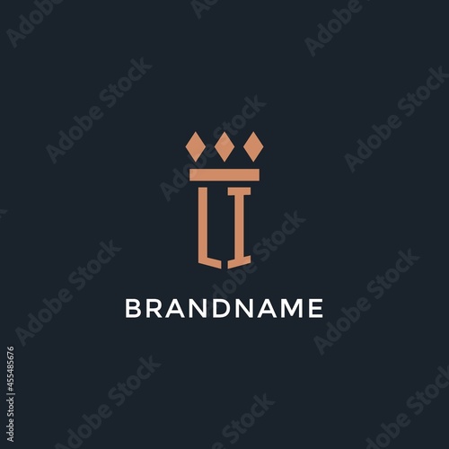 LI logo initial with pillar icon design, luxury monogram style logo for law firm and attorney