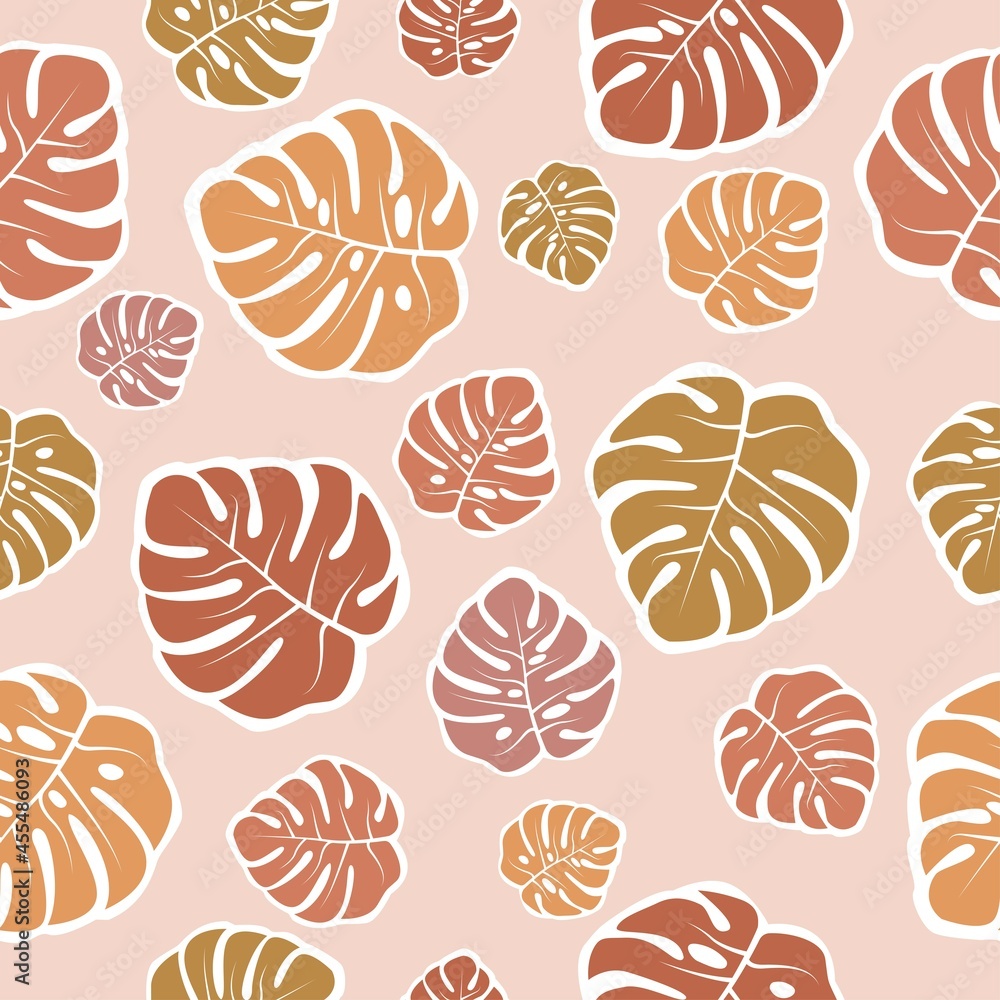 Tropical Monstera Leaves Seamless Pattern. Tropical Monstera Leaves Seamless Pattern.