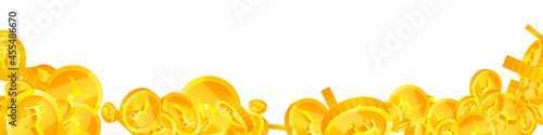 Indian rupee coins falling. Brilliant scattered INR coins. India money. Awesome jackpot, wealth or success concept. Vector illustration.
