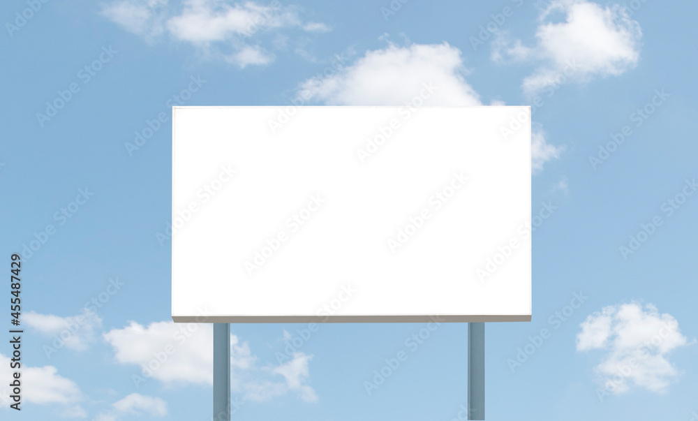 Outdoor billboard on blue sky background with white background mock up. clipping path Outdoor billboard on blue sky background with white background mock up. clipping path