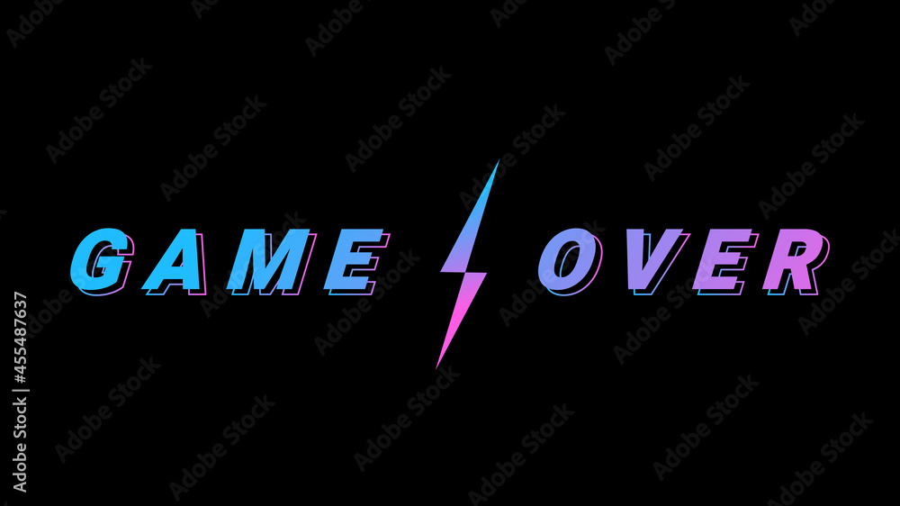 Vector Illustration with Text Game Over and Lightning. Flat Style Design of Game Splash Screen