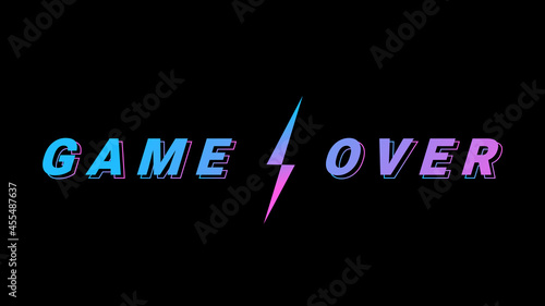 Vector Illustration with Text Game Over and Lightning. Flat Style Design of Game Splash Screen