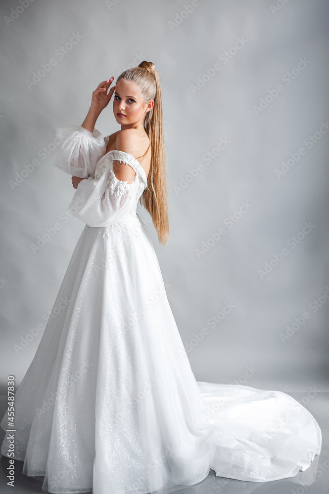 Stylish young bride happy on her wedding day Stylish young bride happy on her wedding day