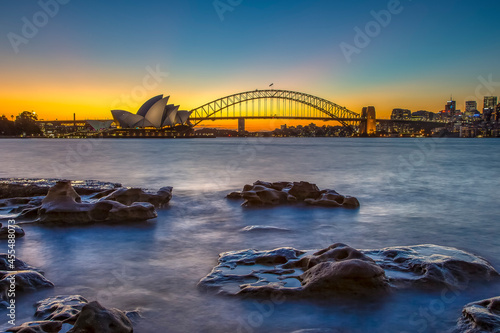 Canvas Print Opera House and Harbour Bridge Sydney Sunset