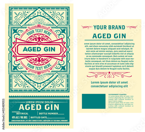 Vintage label with gin liquor design