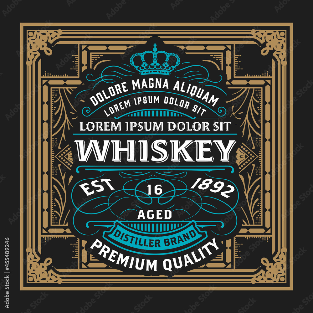 Obraz premium Whiskey label with old frames