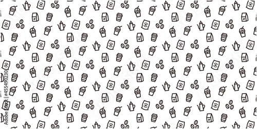 Coffee shop icon pattern background for website or wrapping paper (Monotone version)