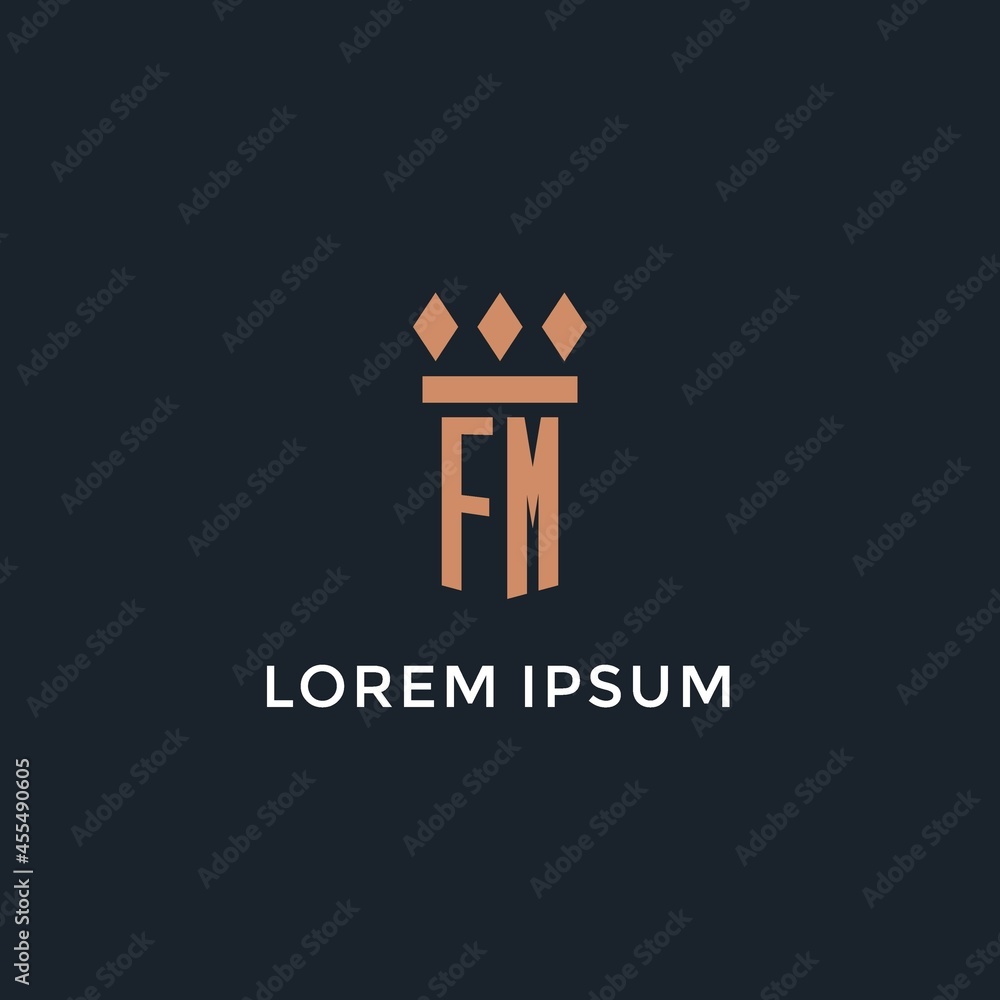 FM logo initial with pillar icon design, luxury monogram style logo for ...
