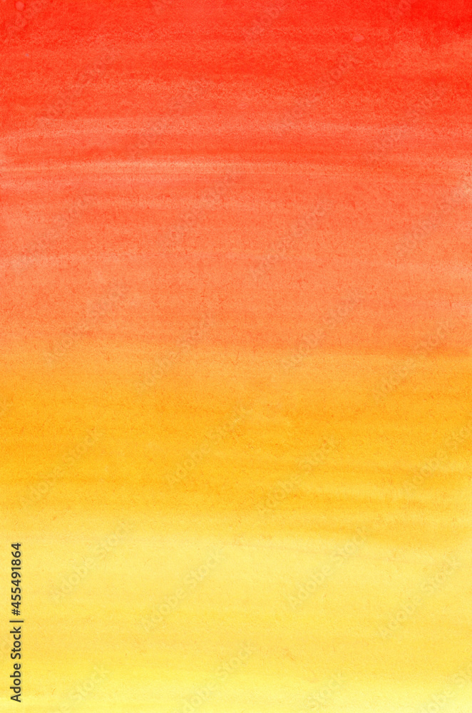 Fototapeta premium Hand drawn watercolor abstract orange background with texture. Autumn background, abstract background with stripes