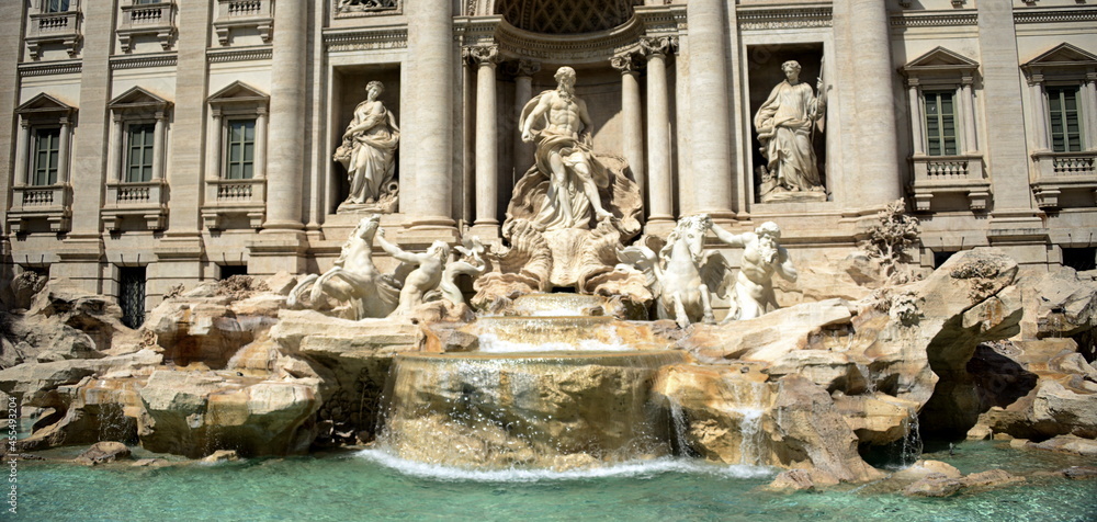 ITALY- Rome, the Trevi Fountain represents Ocean on a chariot pulled by sea horses and tritons. ... The sculptor Nicola Salvi was chosen who began the work in 1732