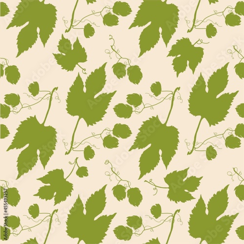 seamless pattern with humulus leaves on light background   picture for postcard  scrapbooking  greeting card  textile  wallpaper