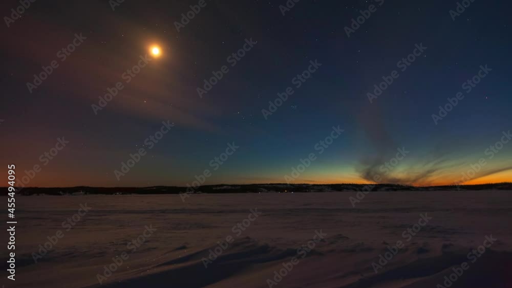 Time Lapse Lockdown Scenic View Of Snow Landscape Against Sky During Night - Vancouver, Canada Time Lapse Lockdown Scenic View Of Snow Landscape Against Sky During Night - Vancouver, Canada