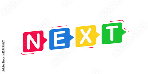 Next level. Color dot with arrow. Concept of the next step.