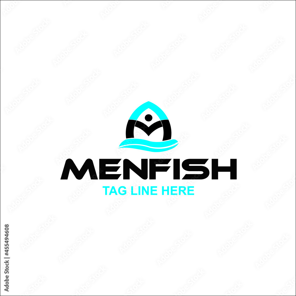 Fototapeta premium vector illustration design symbol fish logo icon sign graphic letter sea shape animal initial