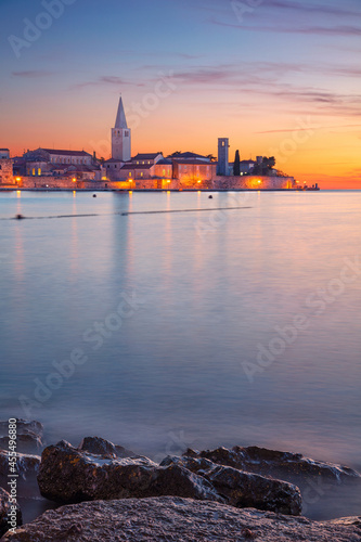 Obraz na płótnie Porec, Croatia. Cityscape image of Porec, Croatia with the Euphrasian Basilica located on Istrian Peninsula at summer sunset. w salonie