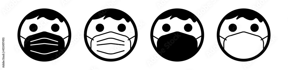 Set of face mask on emoticons. Covid-19. Quarantine. Vector Set of face mask on emoticons. Covid-19. Quarantine. Vector