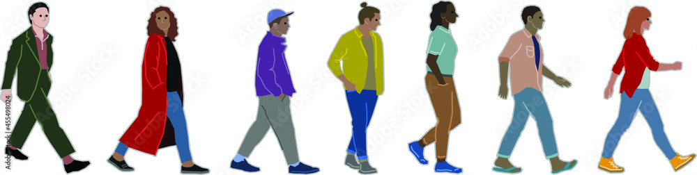 Young multicultural people - walking Young multicultural people - walking