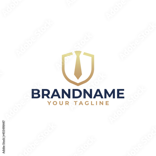 Security services logo design vector. Bodyguard Shield and tie icon illustration.