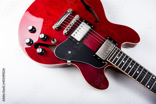 A red electric guitar for the discerning musician