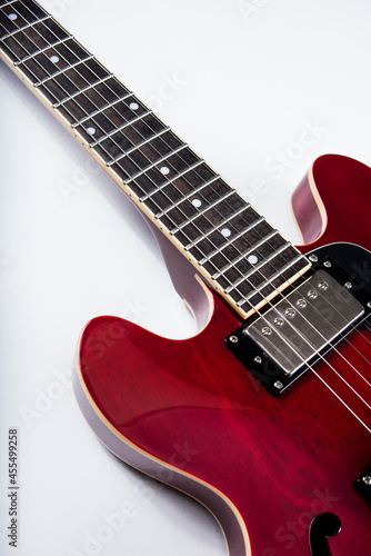 A red electric guitar for the discerning musician