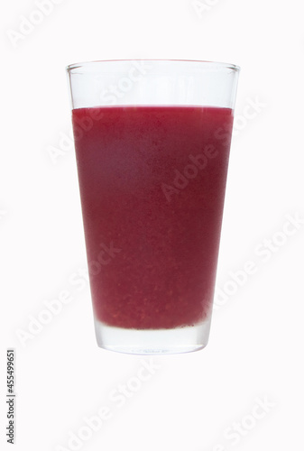 Beetroot (Garden beet, Common beet) juice smoothie purple in a tall glass and fresh organics beetroot for refreshing drinks concept. Healthy drink detox juice nutritious. Isolated on white background.