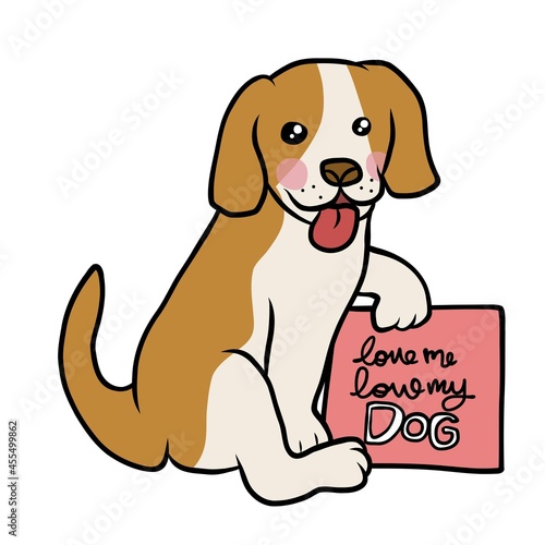 Love me love my dog  cartoon vector illustration