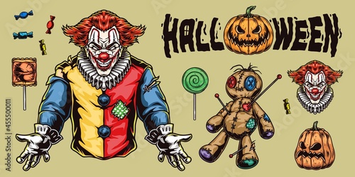 Halloween traditional colorful elements concept