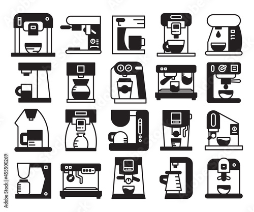 coffee machine icons set vector
