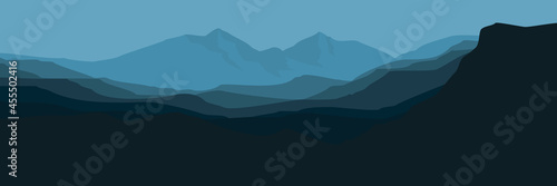 morning mountain flat design vector illustration good for wallpaper, background, web banner, tourism banner template, apps background and backdrop design template	