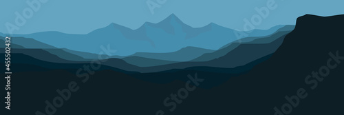 morning mountain flat design vector illustration good for wallpaper, background, web banner, tourism banner template, apps background and backdrop design template	