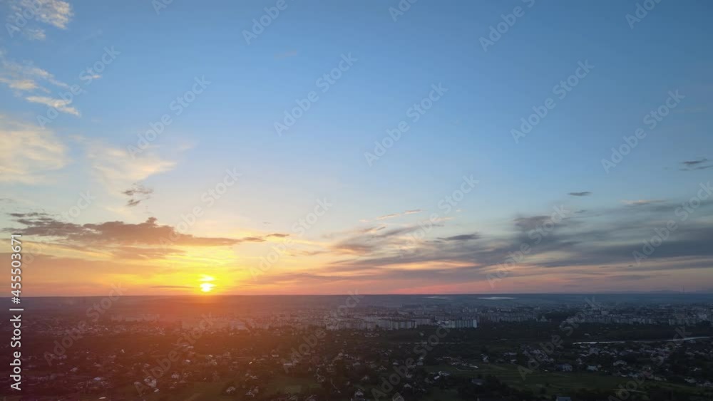 Aerial view of residential houses in suburban rural area at sunset. Aerial view of residential houses in suburban rural area at sunset.