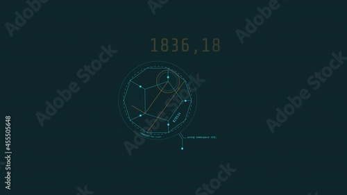 Wallpaper Mural Looped animation of geometric shapes with decagon HUD element. Torontodigital.ca