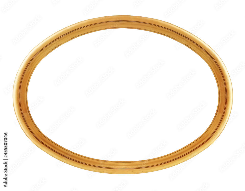 Golden oval frame for paintings, mirrors or photo isolated on white background Golden oval frame for paintings, mirrors or photo isolated on white background