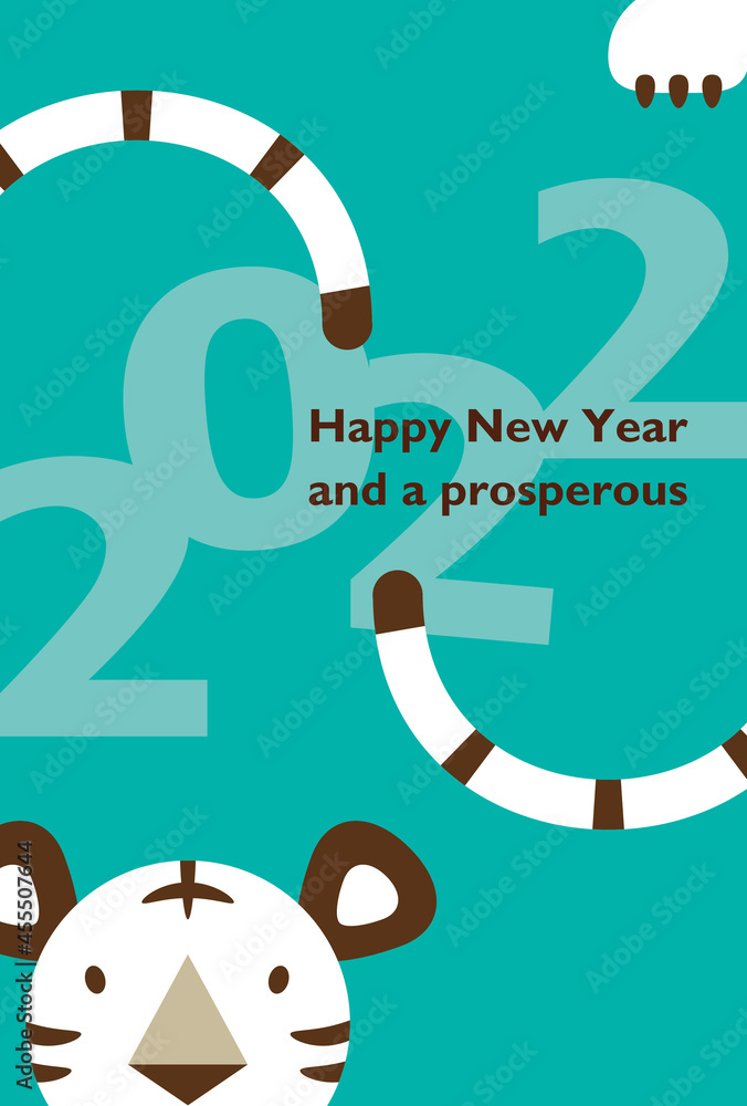 2022 New Year Card Design Of Little White Tiger Stock Vector Adobe Stock