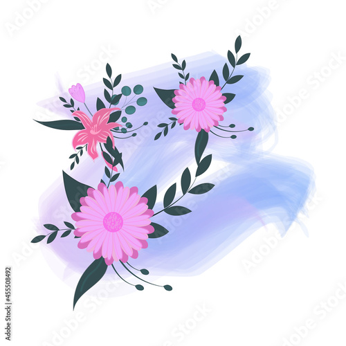 Fototapeta Naklejka Na Ścianę i Meble -  Beautiful bunch floral set vector illustration. Floral design wedding invitation 
